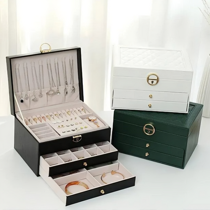 Organiser Multi-Layer Jewellery for Compact Storage Box with Drawers and Lock