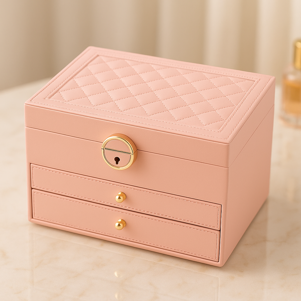 Organiser Multi-Layer Jewellery for Compact Storage Box with Drawers and Lock