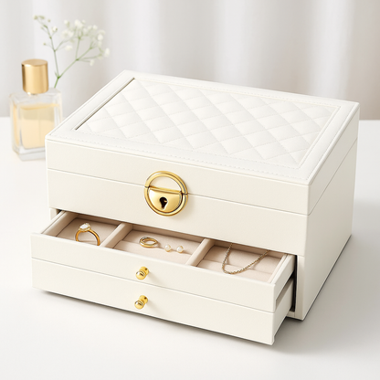 Organiser Multi-Layer Jewellery for Compact Storage Box with Drawers and Lock