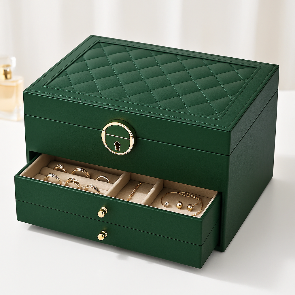 Organiser Multi-Layer Jewellery for Compact Storage Box with Drawers and Lock