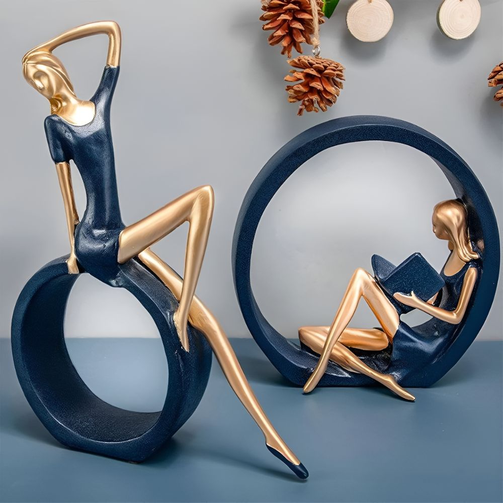 Abstract Women Sculptures in Circular Form for Modern Interior Decoration