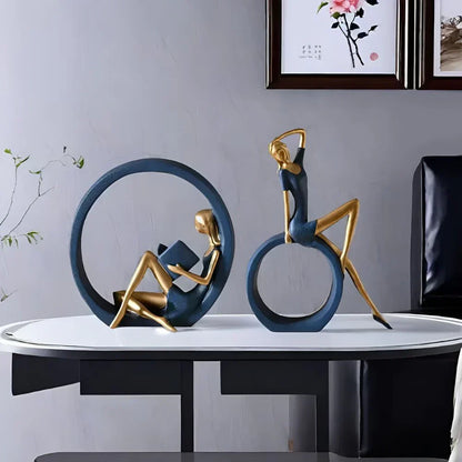 Abstract Women Sculptures in Circular Form for Modern Interior Decoration