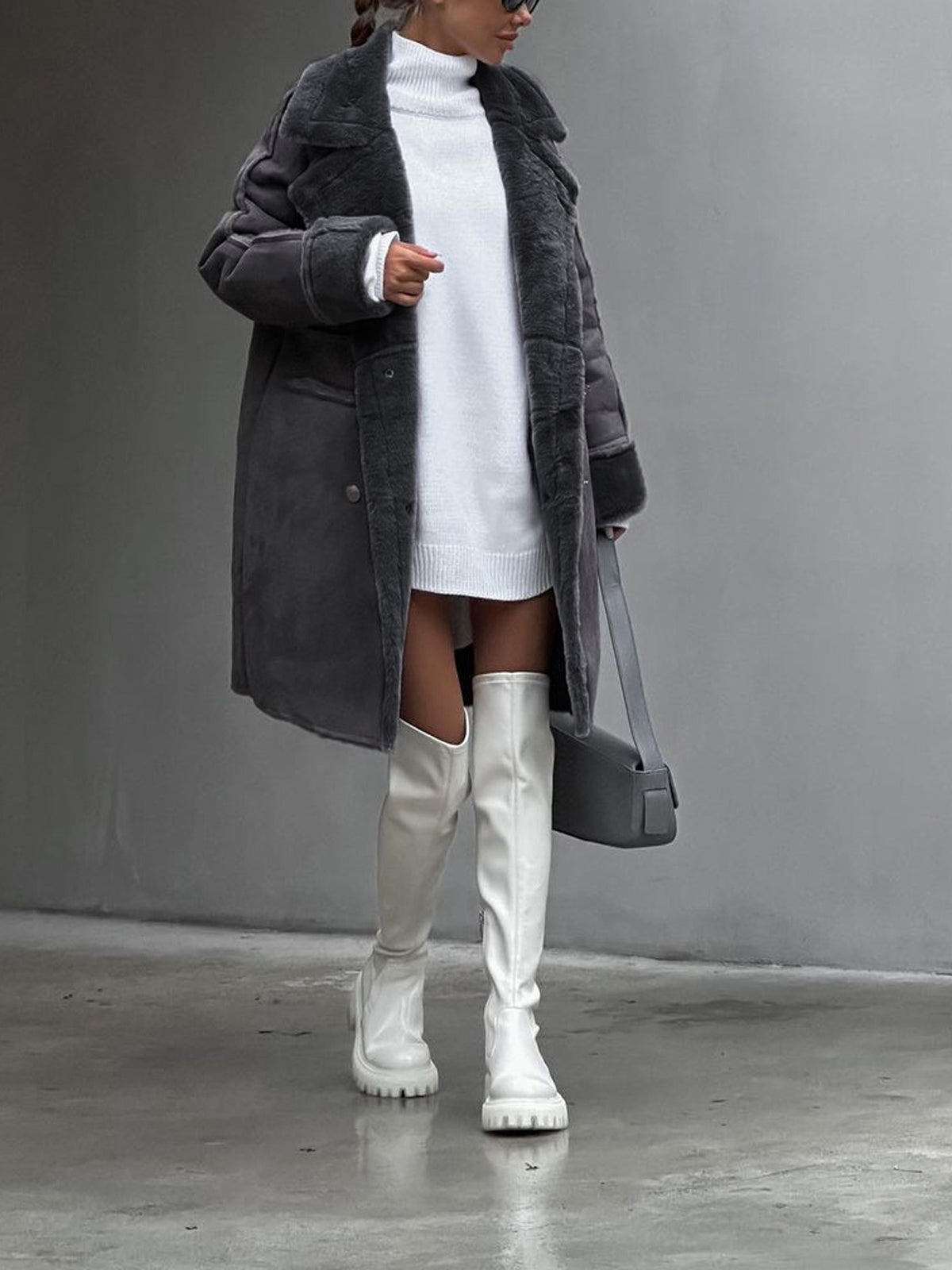 Women’s Plush Winter Coat for Faux-Fur Lining with Snap Closure
