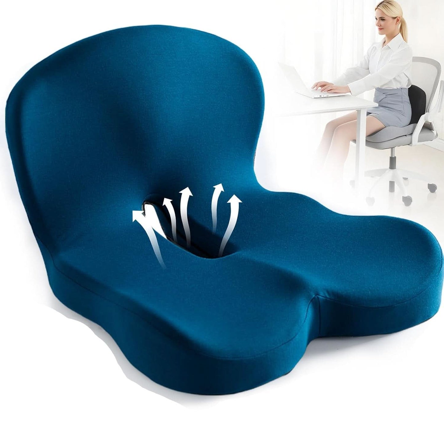Cushion with Ergonomic Memory Foam Seat Design for Office and Car for Comfortable Sitting