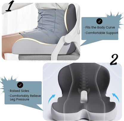 Cushion with Ergonomic Memory Foam Seat Design for Office and Car for Comfortable Sitting