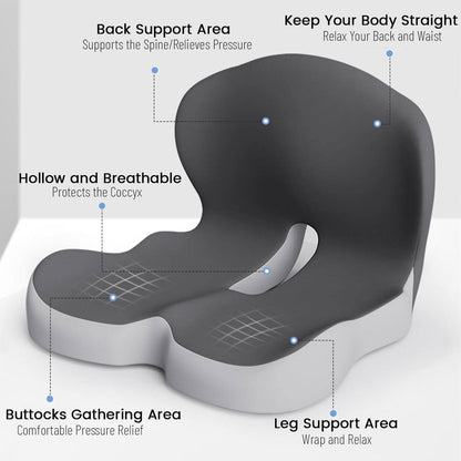 Cushion with Ergonomic Memory Foam Seat Design for Office and Car for Comfortable Sitting