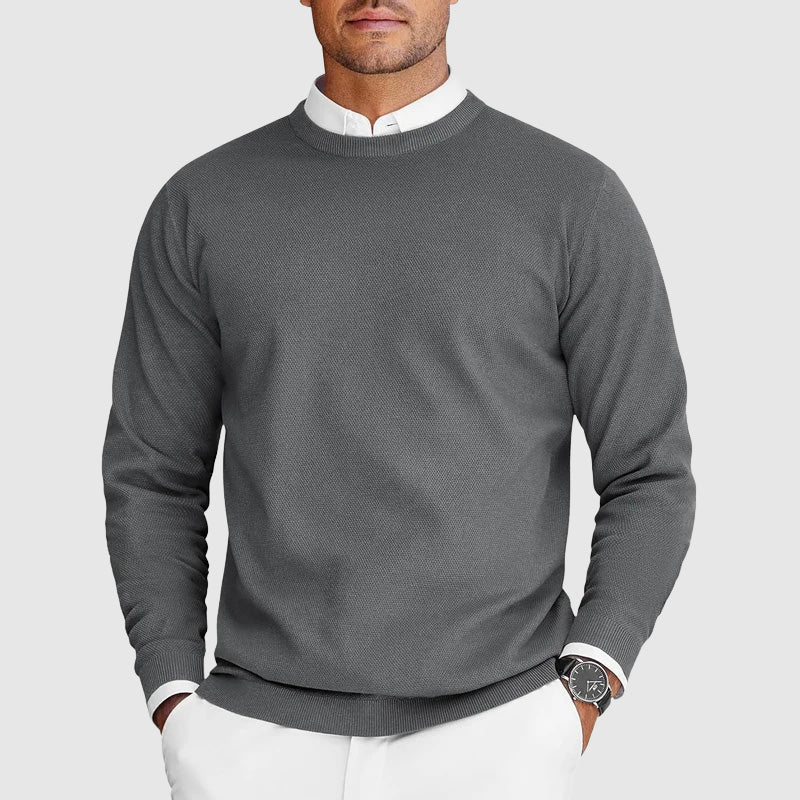 Men's Crew Neck Jumper with Fine Knit Structure for Comfortable and Timeless