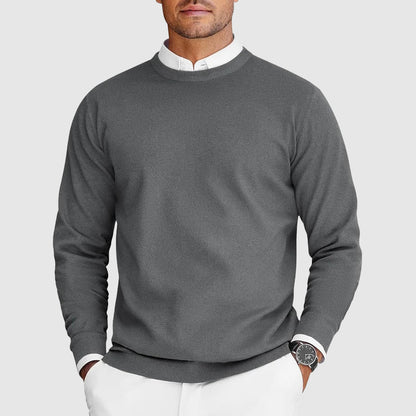 Men's Crew Neck Jumper with Fine Knit Structure for Comfortable and Timeless