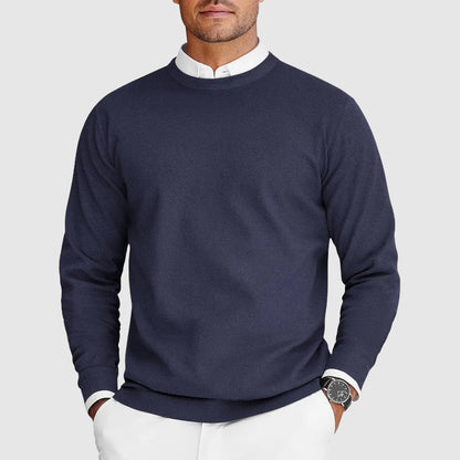 Men's Crew Neck Jumper with Fine Knit Structure for Comfortable and Timeless