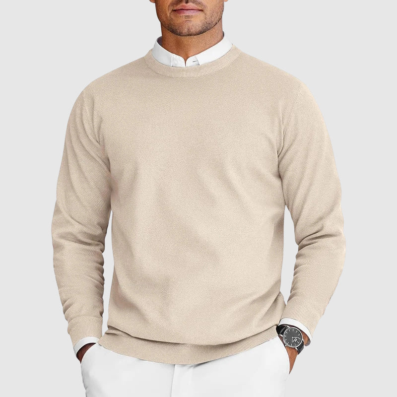 Men's Crew Neck Jumper with Fine Knit Structure for Comfortable and Timeless