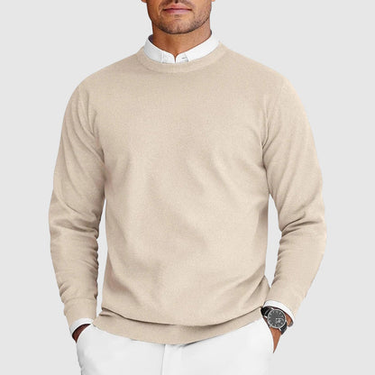 Men's Crew Neck Jumper with Fine Knit Structure for Comfortable and Timeless