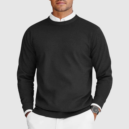 Men's Crew Neck Jumper with Fine Knit Structure for Comfortable and Timeless