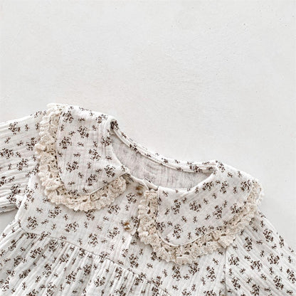 Set with Baby Romper Design for Girls with Floral Print and Bonnet
