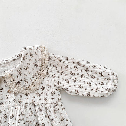 Set with Baby Romper Design for Girls with Floral Print and Bonnet