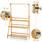 Folding Bamboo Plant Stand with Hanging Rack