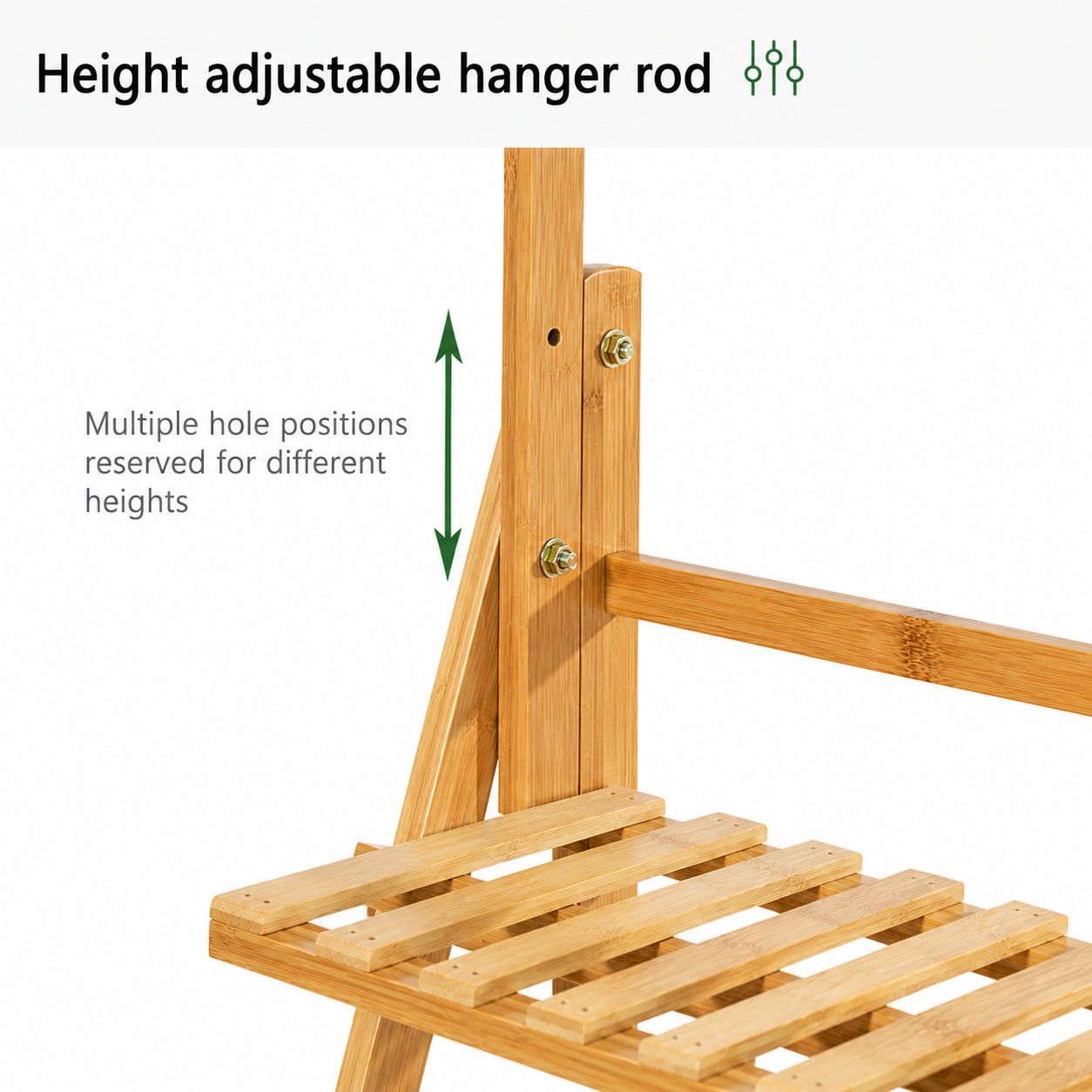 Folding Bamboo Plant Stand with Hanging Rack