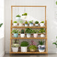 Folding Bamboo Plant Stand with Hanging Rack