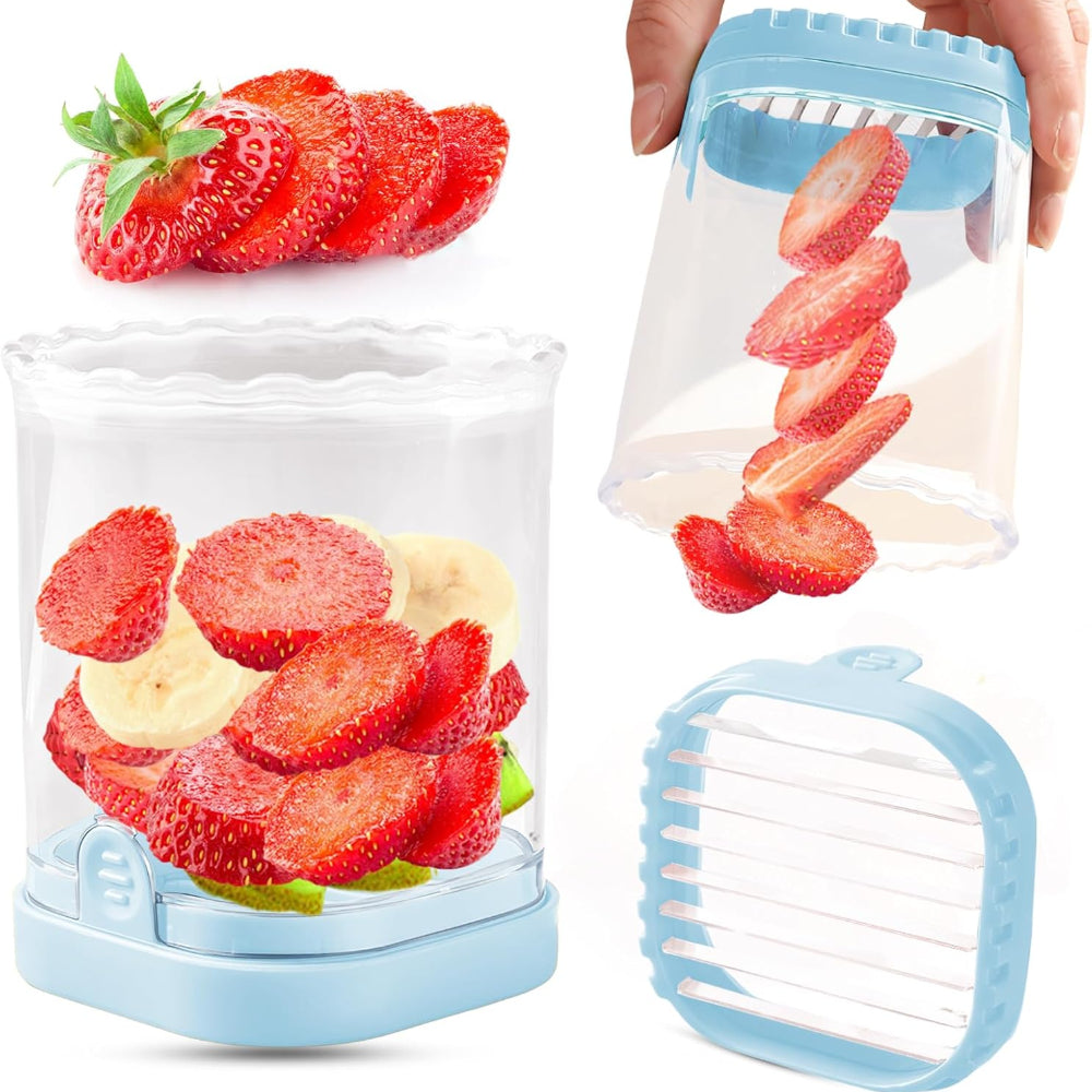 Bowl with Fruit Slicer with Collection and Interchangeable Blades for Quick Cutting