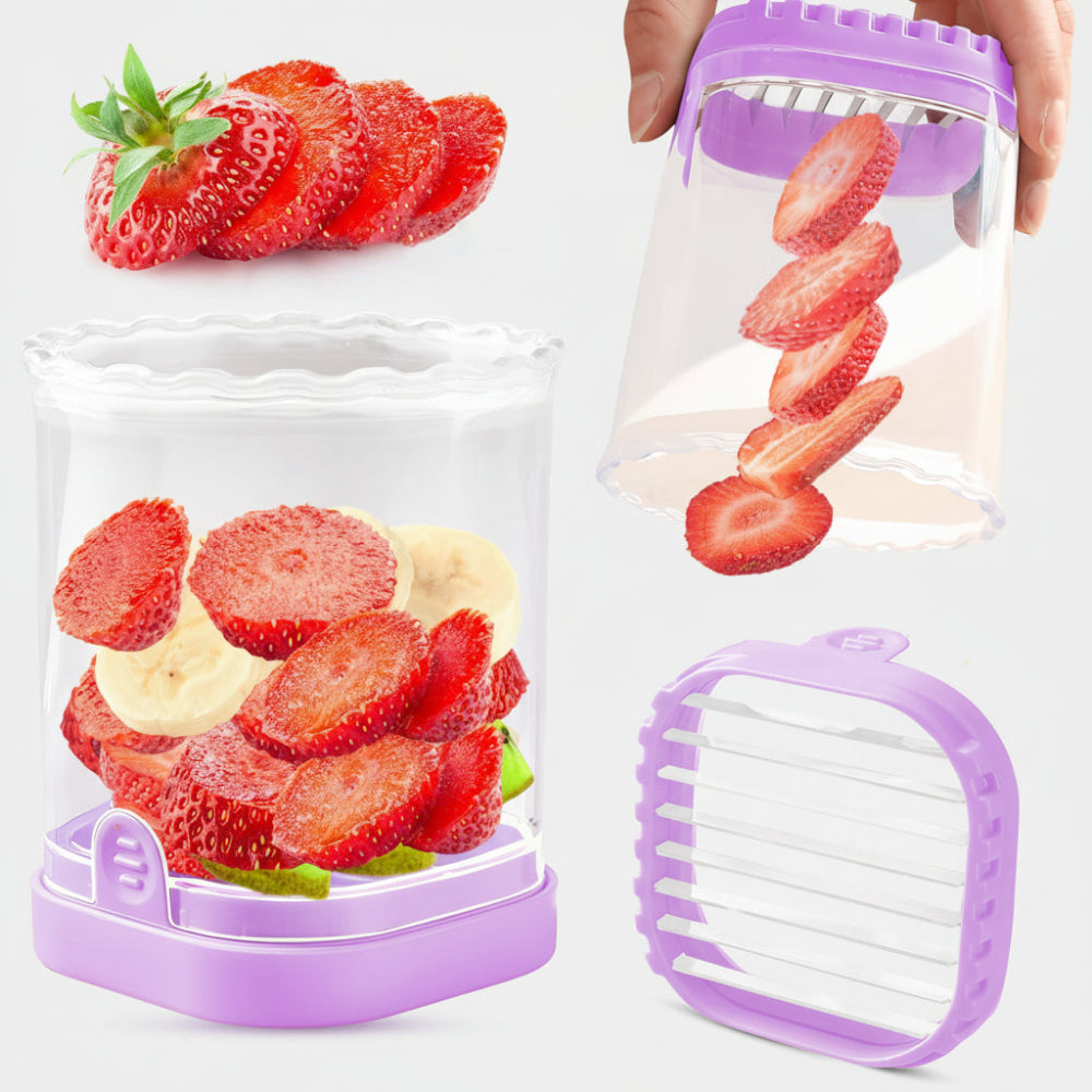 Bowl with Fruit Slicer with Collection and Interchangeable Blades for Quick Cutting