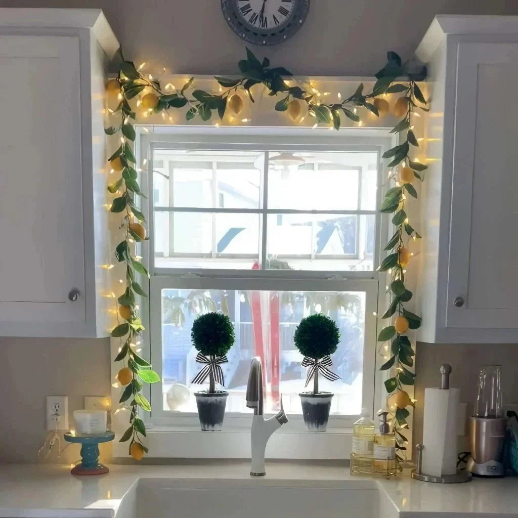 Decorative Light Garland with Green Branches and LED Lighting for Atmosphere