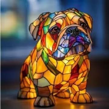 Decorative Dog Table Lamp with Mosaic Design for Atmospheric and Artistic