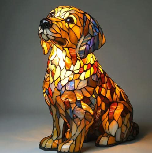 Decorative Dog Table Lamp with Mosaic Design for Atmospheric and Artistic
