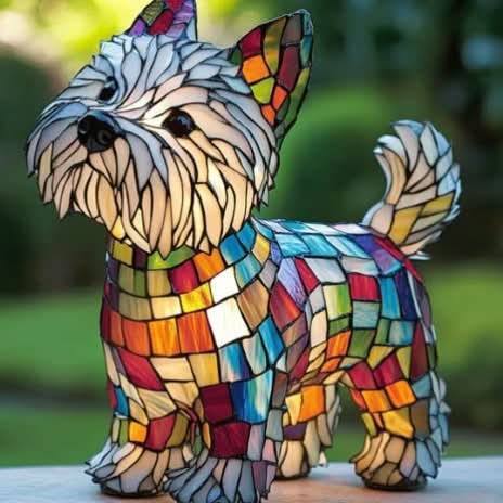 Decorative Dog Table Lamp with Mosaic Design for Atmospheric and Artistic