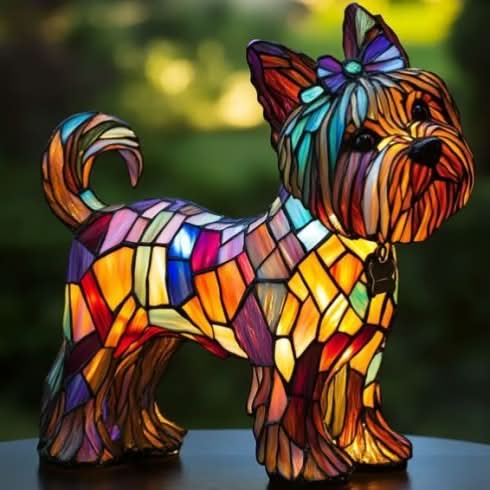 Decorative Dog Table Lamp with Mosaic Design for Atmospheric and Artistic