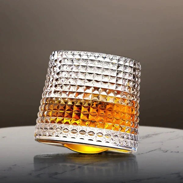 Glasses with Rotating Crystal Whiskey Geometric Design
