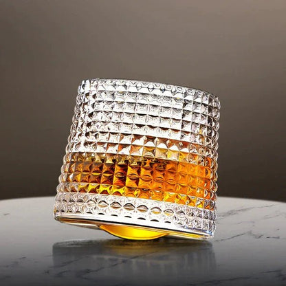 Glasses with Rotating Crystal Whiskey Geometric Design