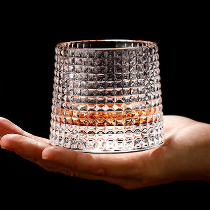 Glasses with Rotating Crystal Whiskey Geometric Design