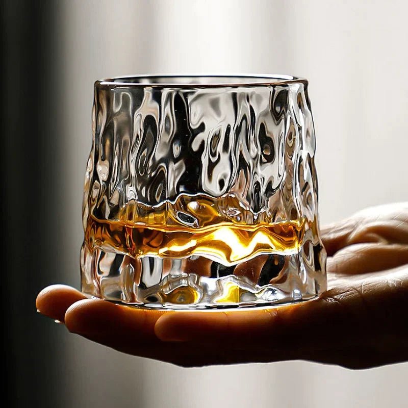 Glasses with Rotating Crystal Whiskey Geometric Design