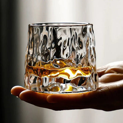 Glasses with Rotating Crystal Whiskey Geometric Design