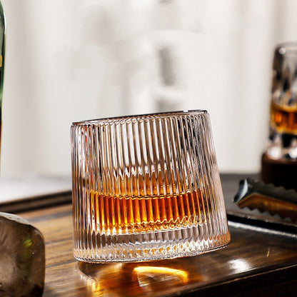 Glasses with Rotating Crystal Whiskey Geometric Design
