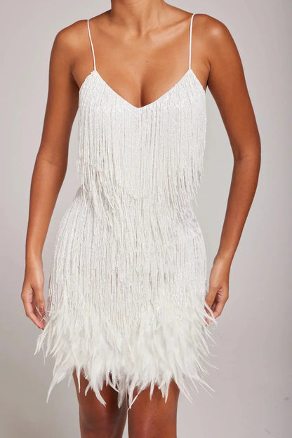 feather fringe dress