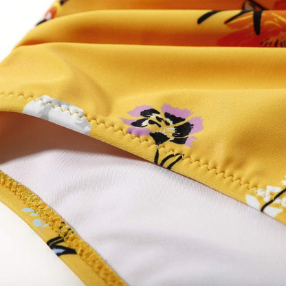 Ladies High Waist Bikini with Tropical Print and Pads