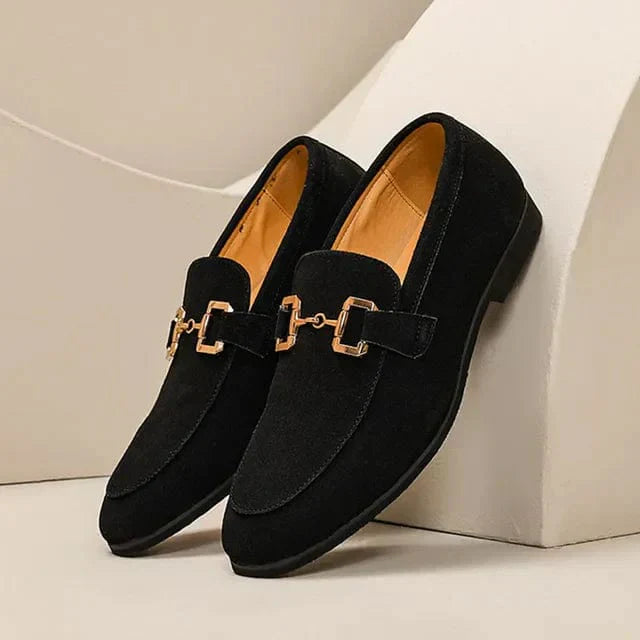 Nero for Suede Loafers with Metal Buckle