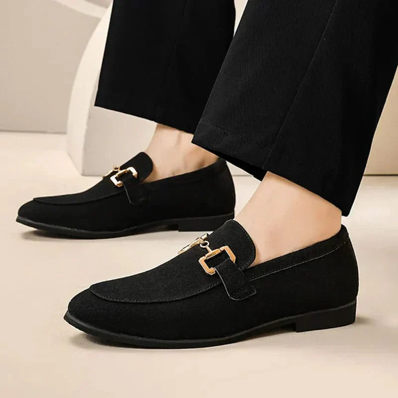 Nero for Suede Loafers with Metal Buckle