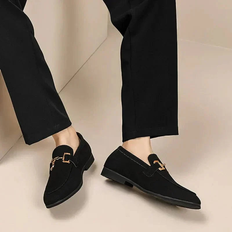 Nero for Suede Loafers with Metal Buckle