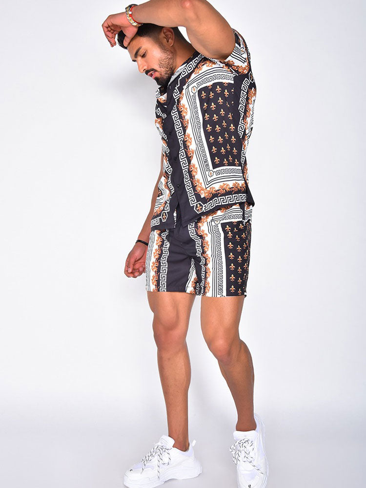 Set with Men's Summer Short Sleeves and Matching Shorts
