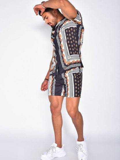Set with Men's Summer Short Sleeves and Matching Shorts