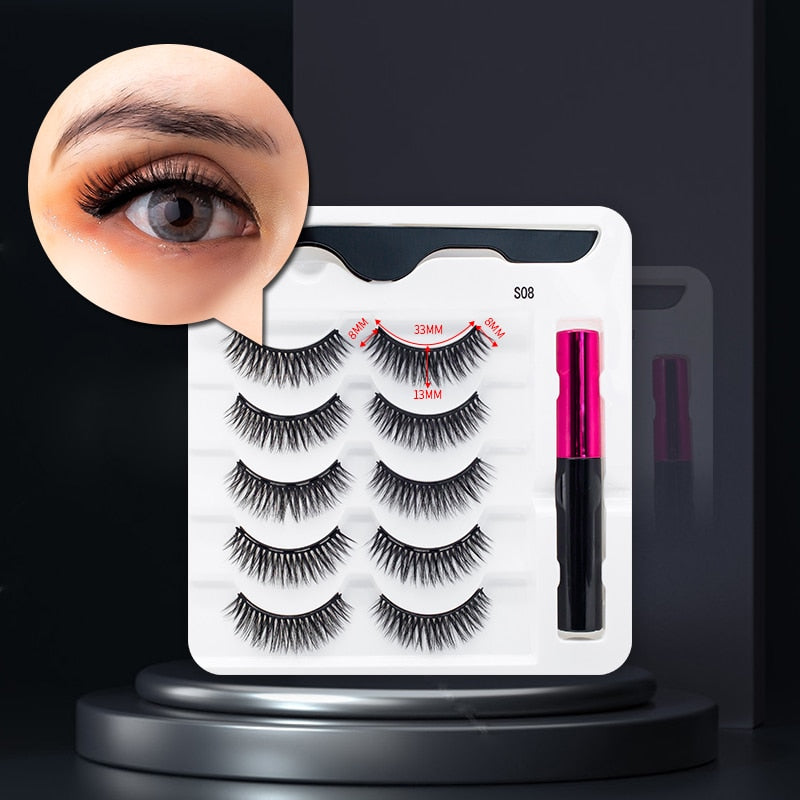 Magnetic False Eyelashes with Eyeliner with Trending Lash Set for a Quick Glam Look