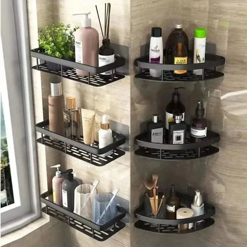 Shelf with Corner Bathroom Without Drilling with Two Storage Shelves