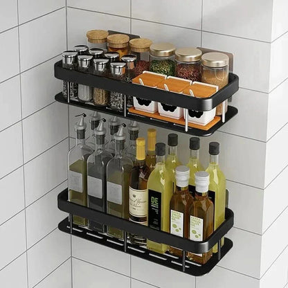 Shelf with Corner Bathroom Without Drilling with Two Storage Shelves