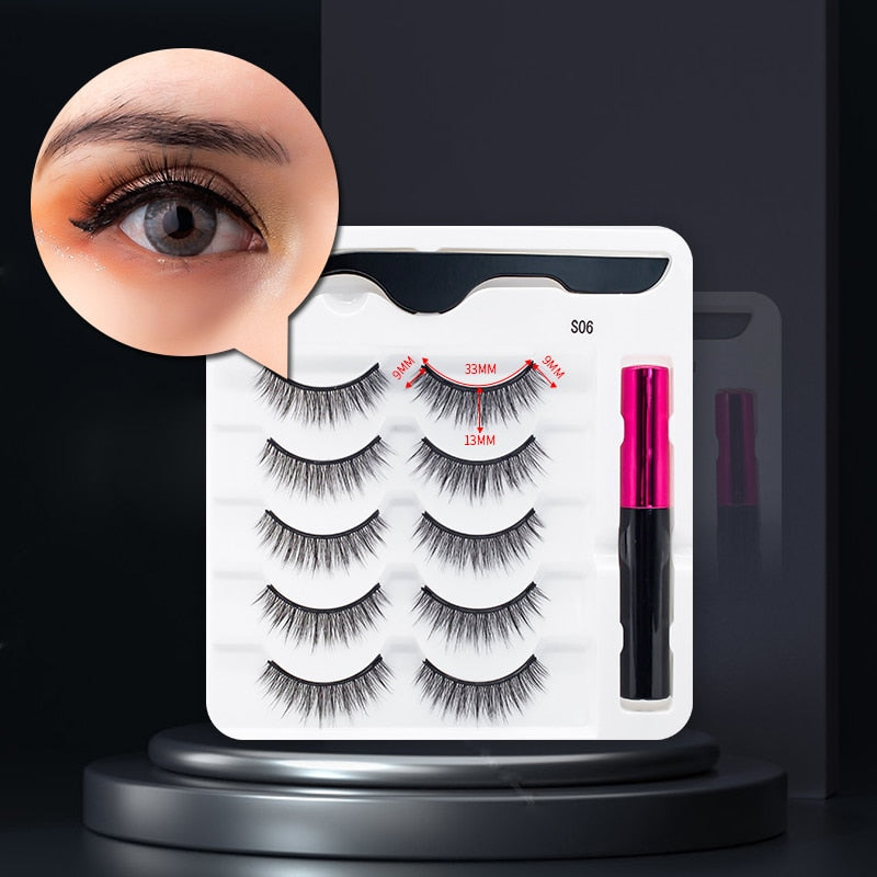 Magnetic False Eyelashes with Eyeliner with Trending Lash Set for a Quick Glam Look