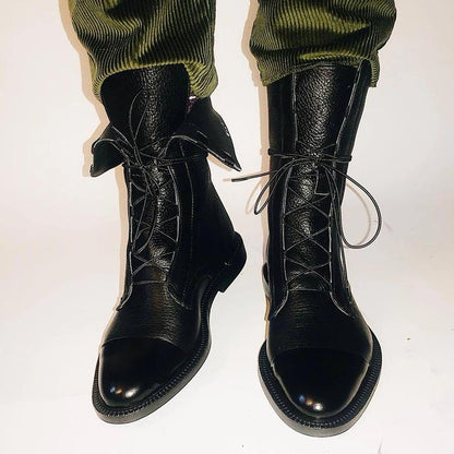 Boots with Ladies' Leather Ankle Lace-Up for Timeless and Comfortable