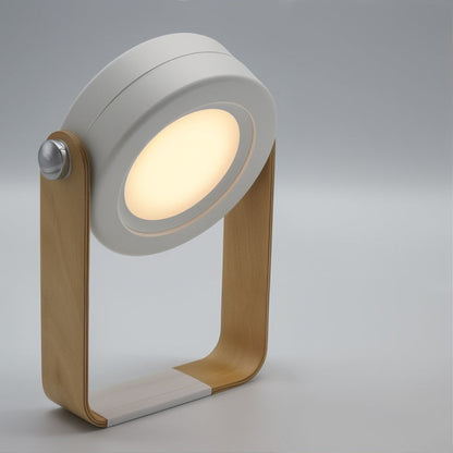 Table Lamp with Dimmable LED Wooden Frame and 360-Degree Adjustable Light