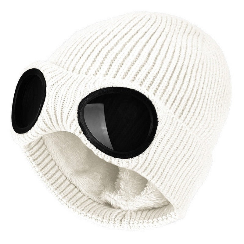 Glasses with Knitted Winter Beanie with Lens for Warm Unisex Beanie for Cold and Windy Days