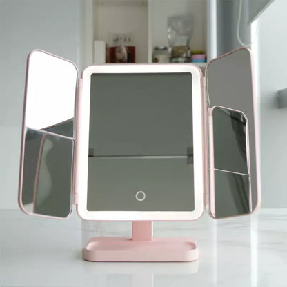 Mirror with Lumière Makeup LED Lighting for Adjustable Magnification and Stylish Storage