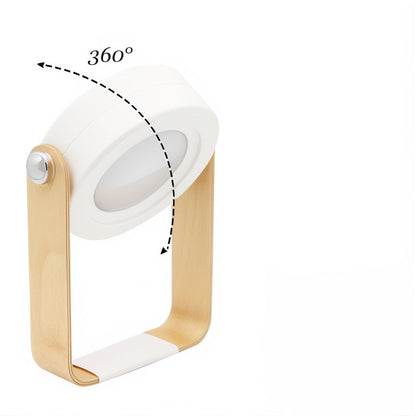 Table Lamp with Dimmable LED Wooden Frame and 360-Degree Adjustable Light